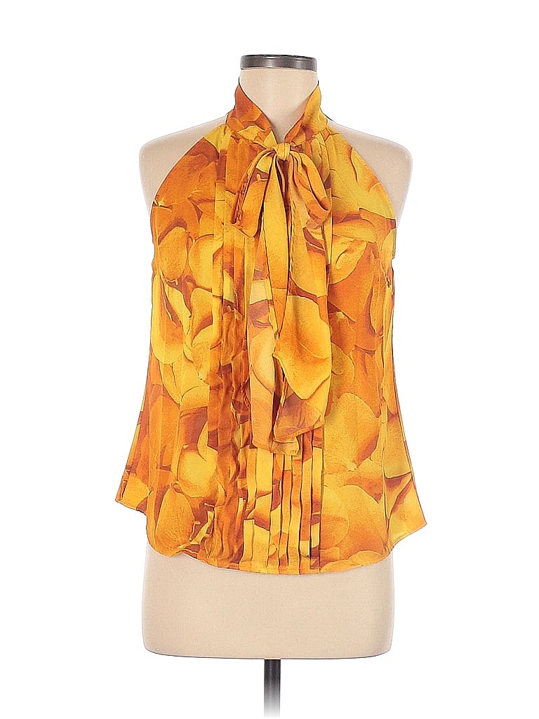7th Avenue Design Studio New York & Company 100% Polyester Tropical Colored Orange Sleeveless Blouse Size S - photo 1