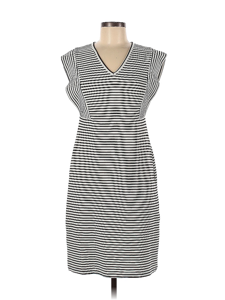 Derek Lam Collective Stripes Multi Color White Striped V-Neck Dress Size 44 (IT) - photo 1