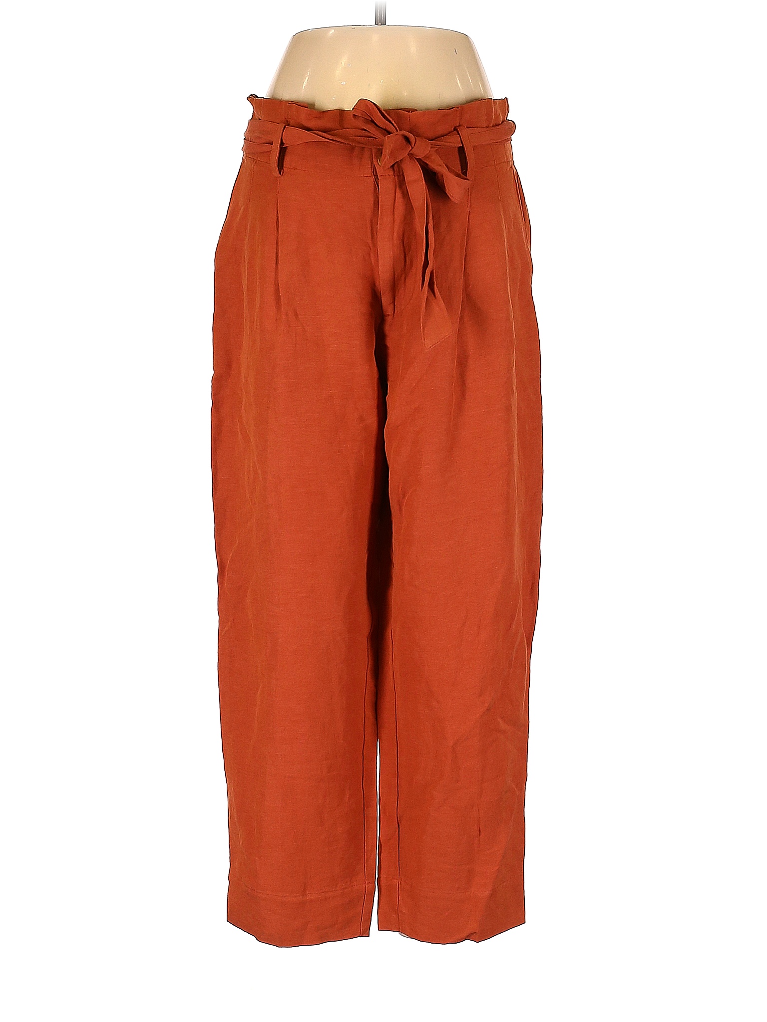 Madewell Solid Burnt Orange Brown Linen Pants Size 8 77 off thredUP