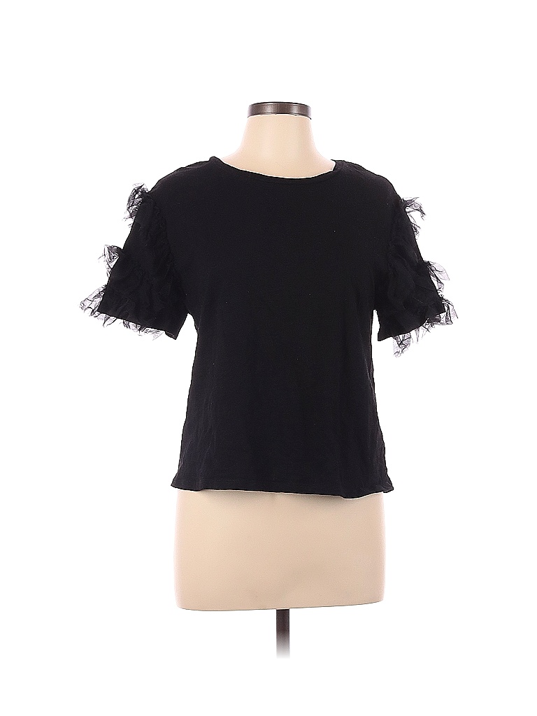 Lea & Viola 100% Cotton Solid Black Short Sleeve Top Size L - 88% off ...