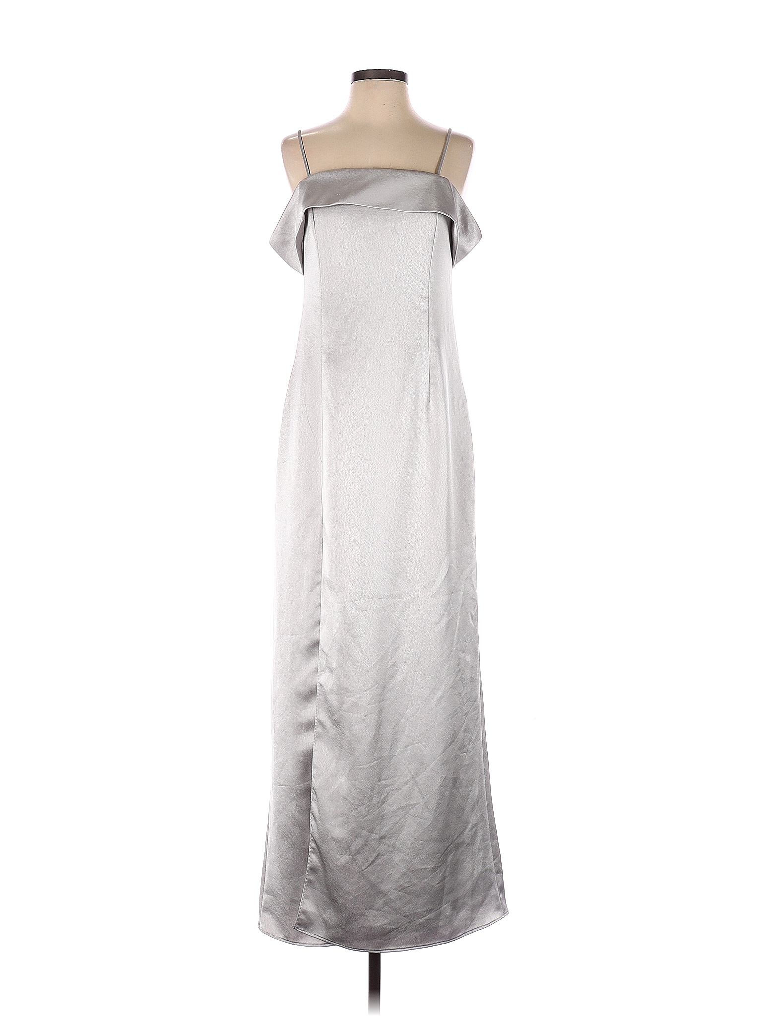 Halston Heritage 100 Polyester Solid White Gray Cocktail Dress Size 4