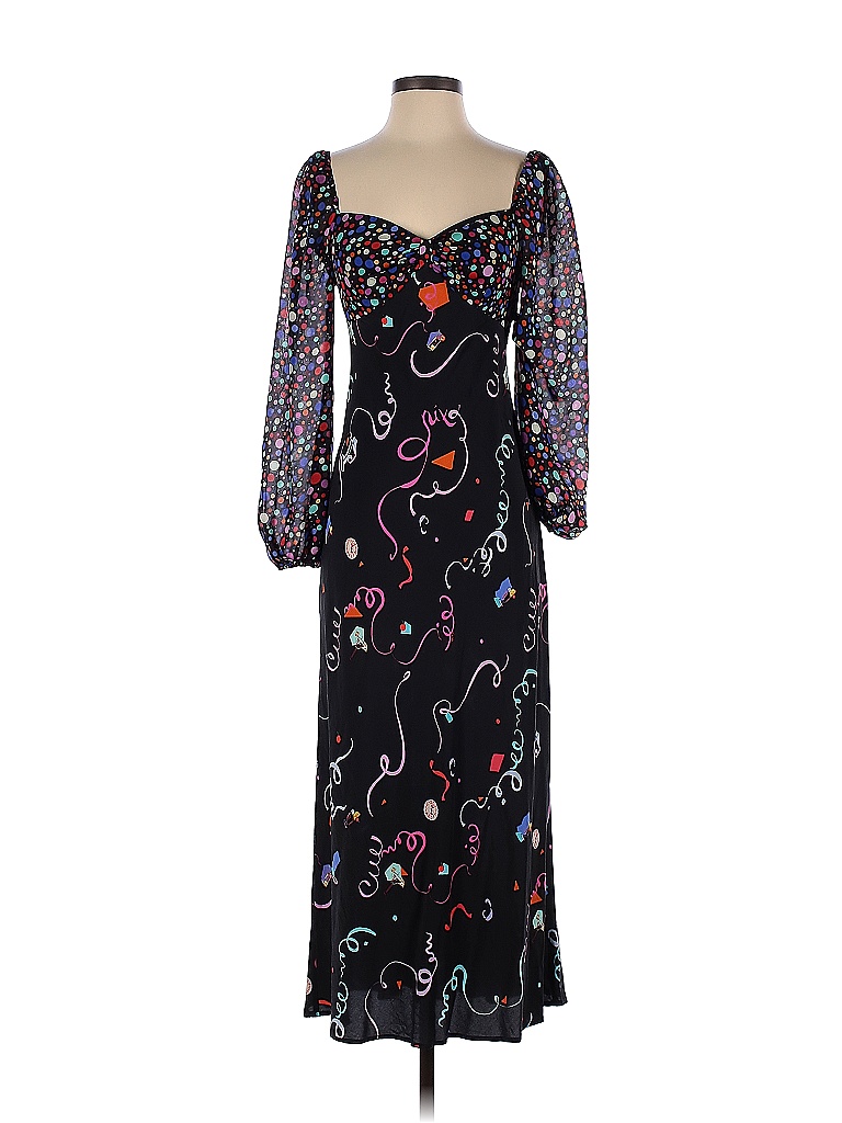 Rixo London 100 Silk Black Gio Confetti Midi Dress Size 4 65 off