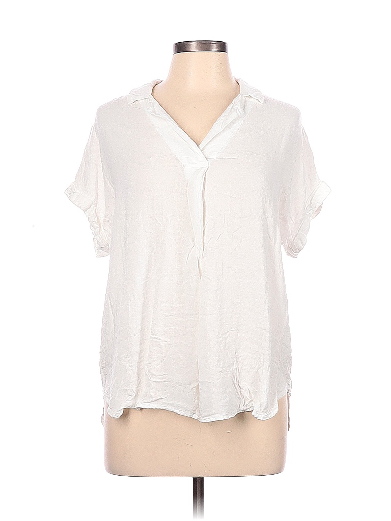 Jane and Delancey White Short Sleeve Blouse Size L - 52% off | thredUP