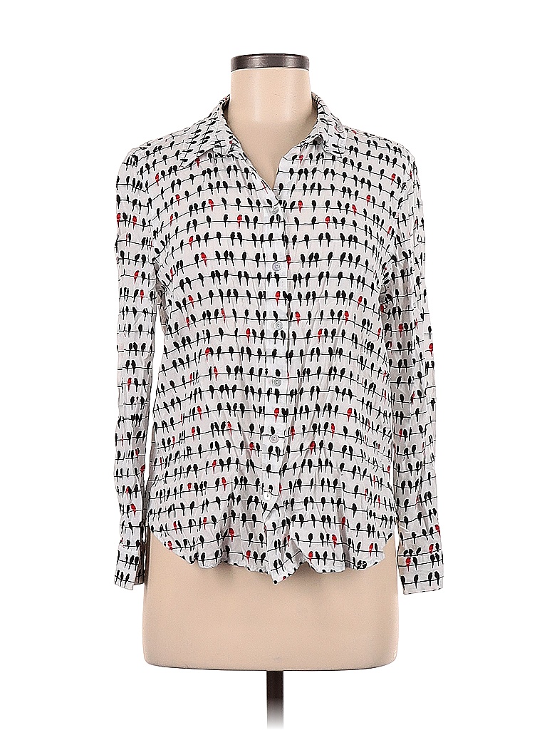 Jane and Delancey 100% Rayon White Long Sleeve Button-Down Shirt Size M ...