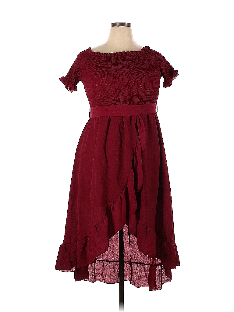 Shein Solid Colored Burgundy Casual Dress Size 2X (Plus) - 37% off ...