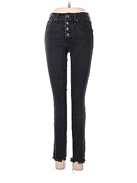 Madewell 9" Mid-Rise Skinny Jeans in Berkeley Black: Button-Through Edition (view 1)