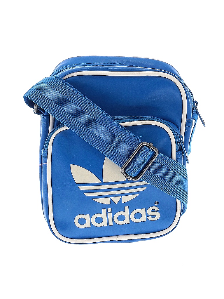 Adidas 100 Polyurethane Color Block Solid Blue Crossbody Bag One Size