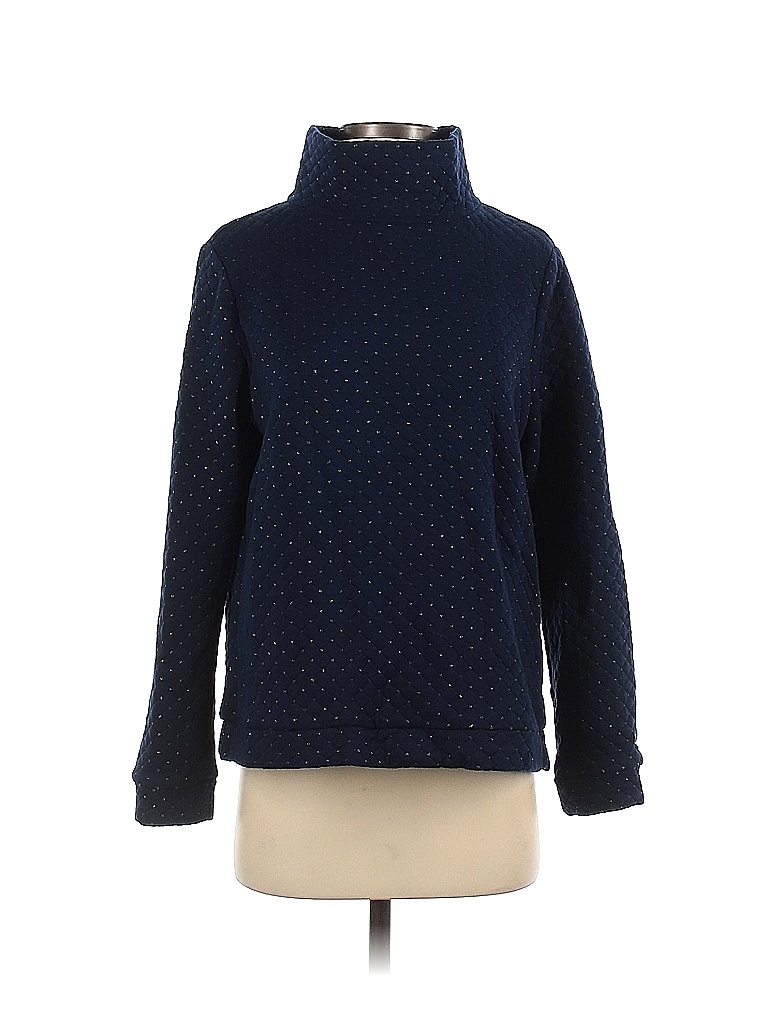 Crown & Ivy Color Block Polka Dots Navy Blue Turtleneck Sweater Size S ...
