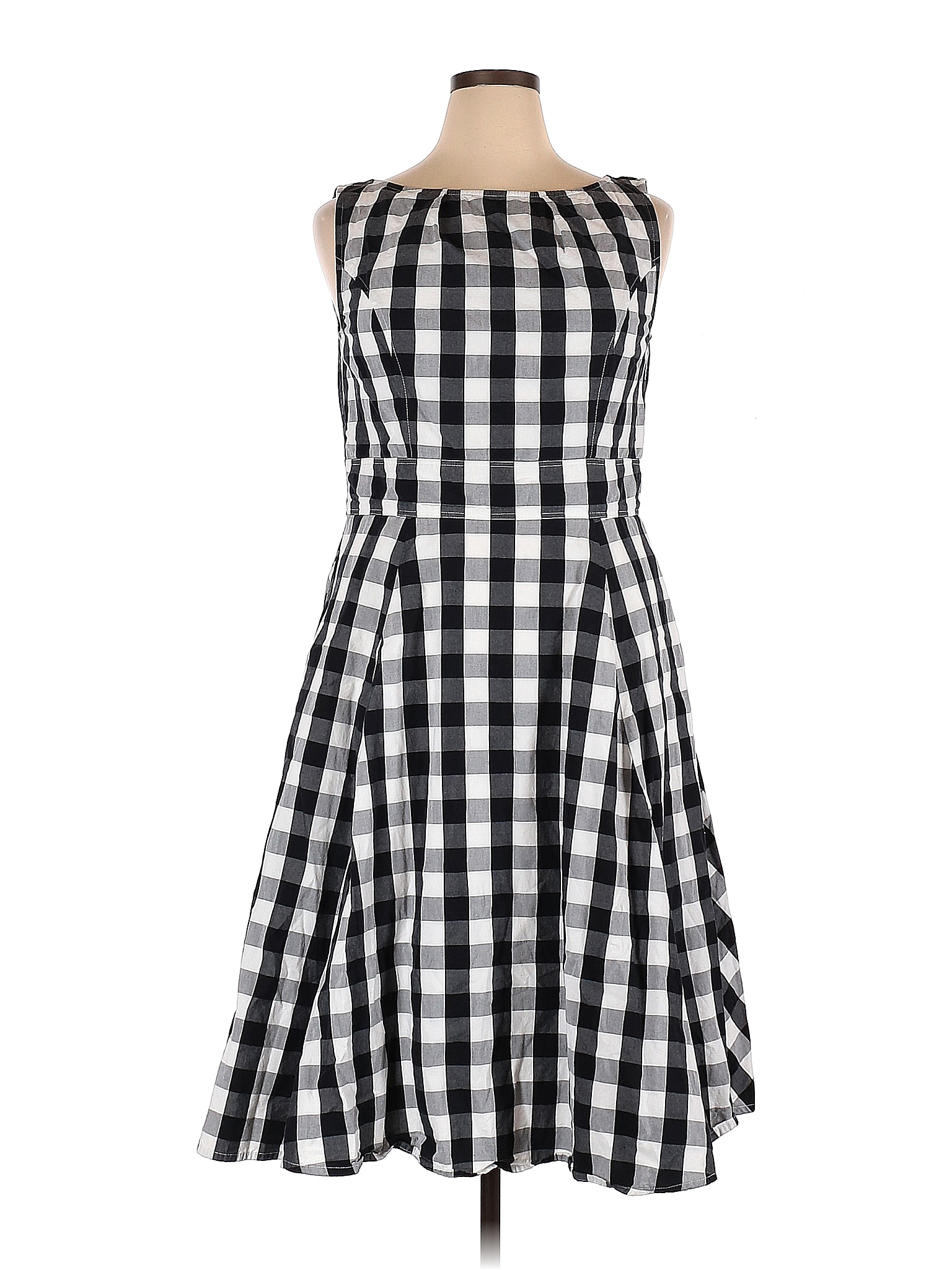 eShakti 100% Cotton Checkered-gingham Multi Color Black Casual Dress ...