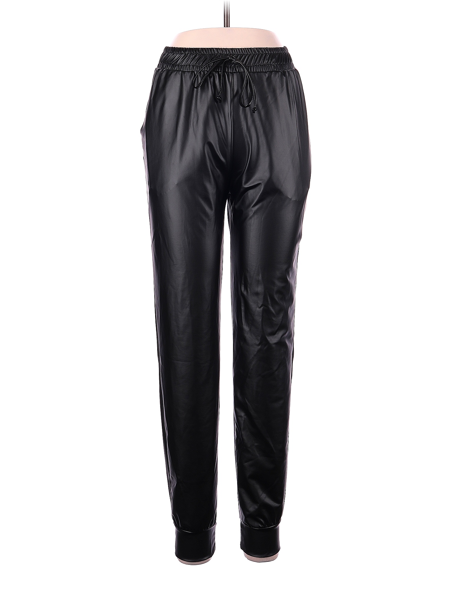 Assorted Brands Solid Black Faux Leather Pants Size M 75 off thredUP