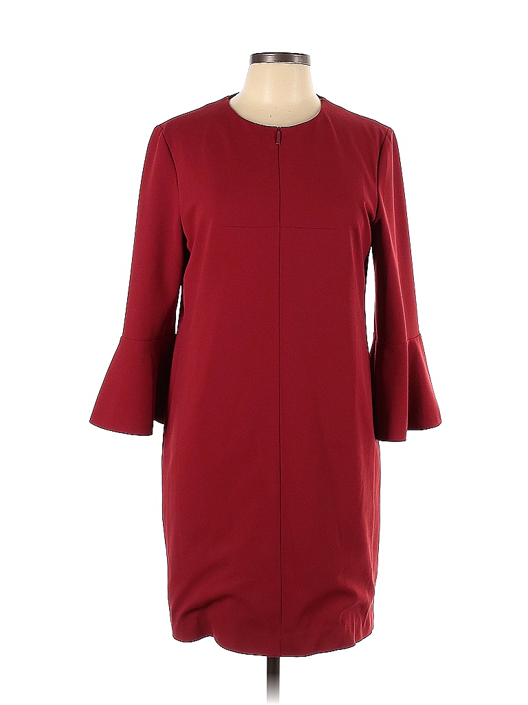 Tibi Solid Colored Red Structured Crepe Dress Size 10 - photo 1