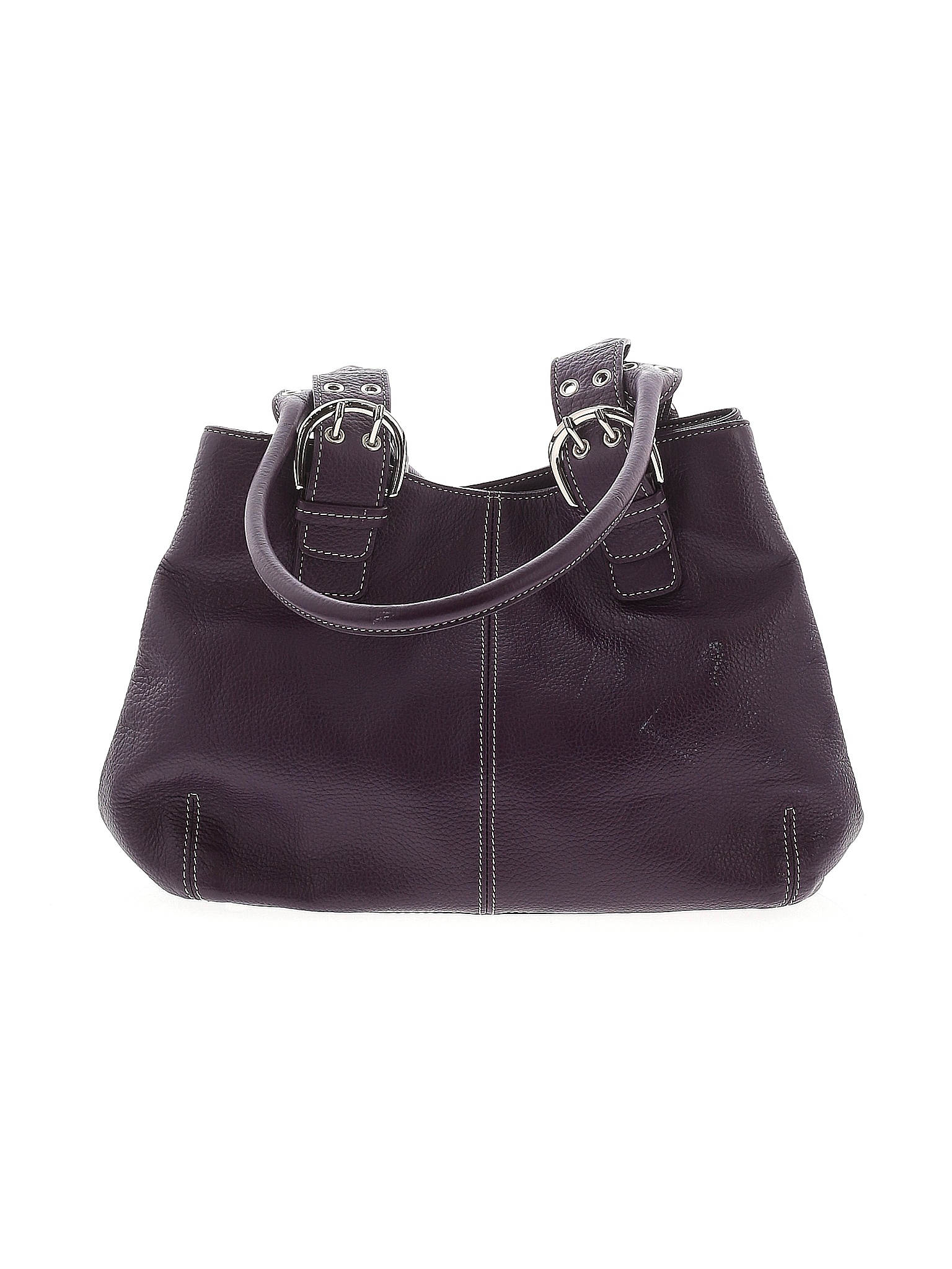 Tignanello 100 Leather Solid Colored Purple Leather Shoulder Bag One