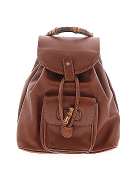 Gucci Vintage Bamboo Drawstring Leather Backpack
