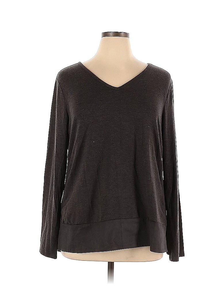 Kelly By Clinton Kelly Gray Brown Long Sleeve Top Size L - photo 1