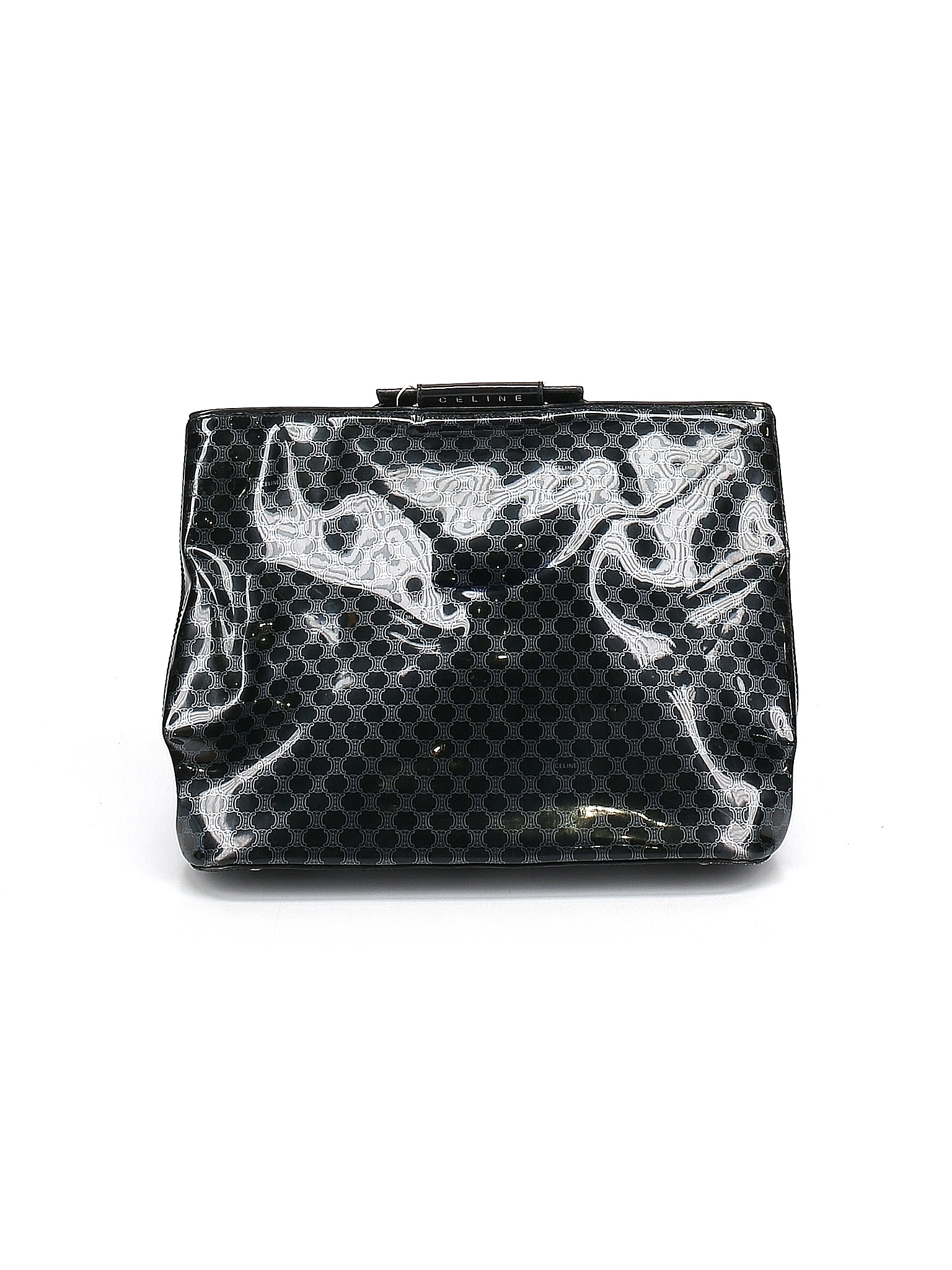 celine black patent leather clutch bag