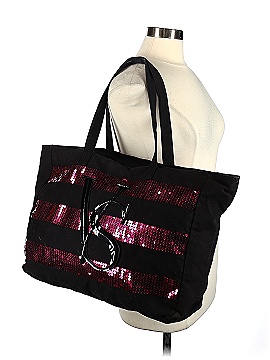 VICTORIA SECRET Tote Bag - Black And Pink Sequins VS Logo FREE SHIPPING