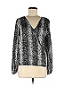 Free Kisses 100% Polyester Animal Print Silver Gray Long Sleeve Blouse Size M - photo 1