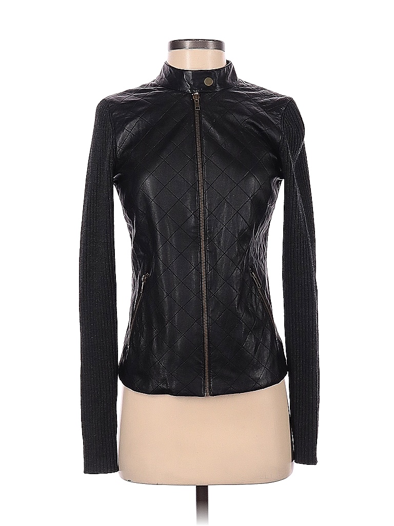 J. McLaughlin Solid Black Leather Jacket Size XS - 73% off | thredUP