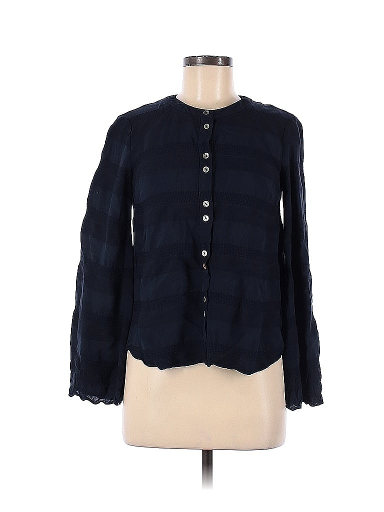 BECKEN 100% Viscose Blue Navy Shirred Cuff Top Size 0 - photo 1