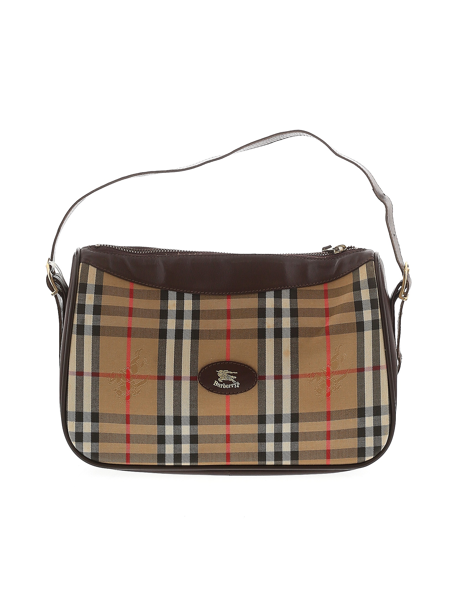 Burberry 100 Canvas Color Block Plaid Brown Vintage Burberrys