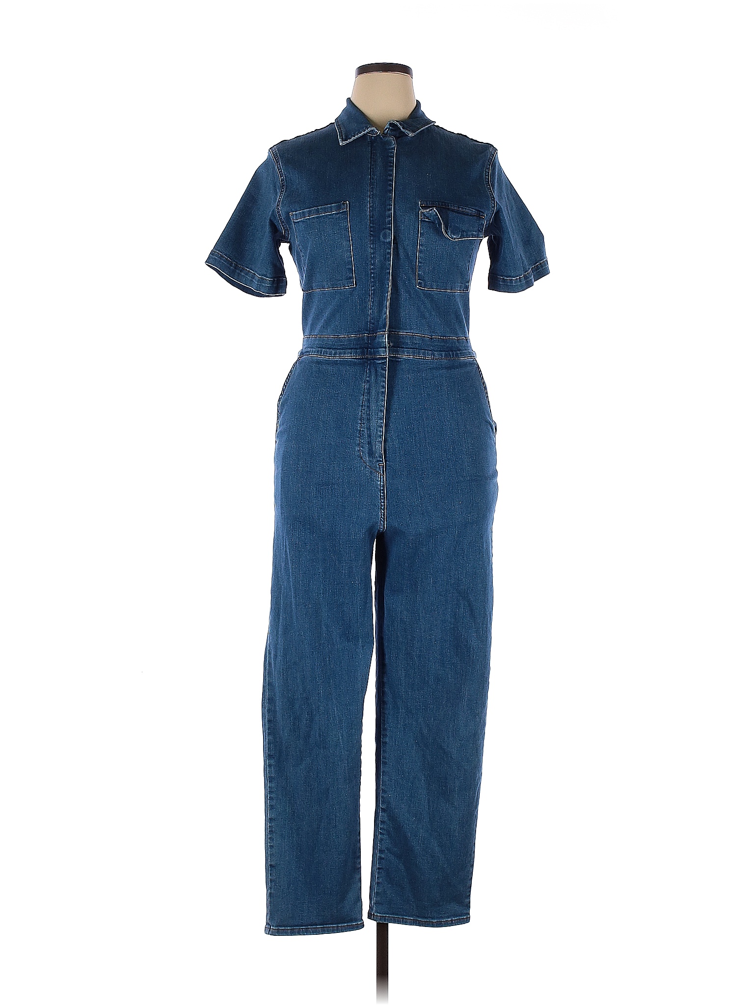 RIVET.UTILITY Solid Blue Rebel Denim Jumpsuit Size XL 80 off thredUP