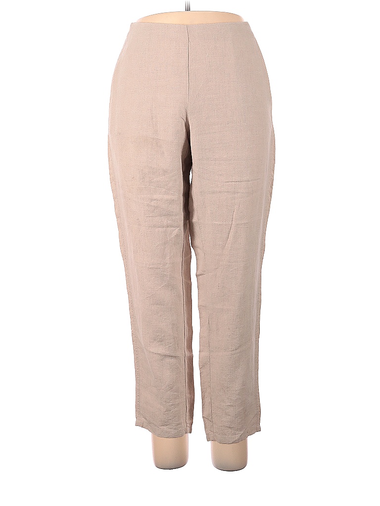 J.Jill 100 Linen Solid Colored Tan Linen Pants Size 1X (Plus) 71
