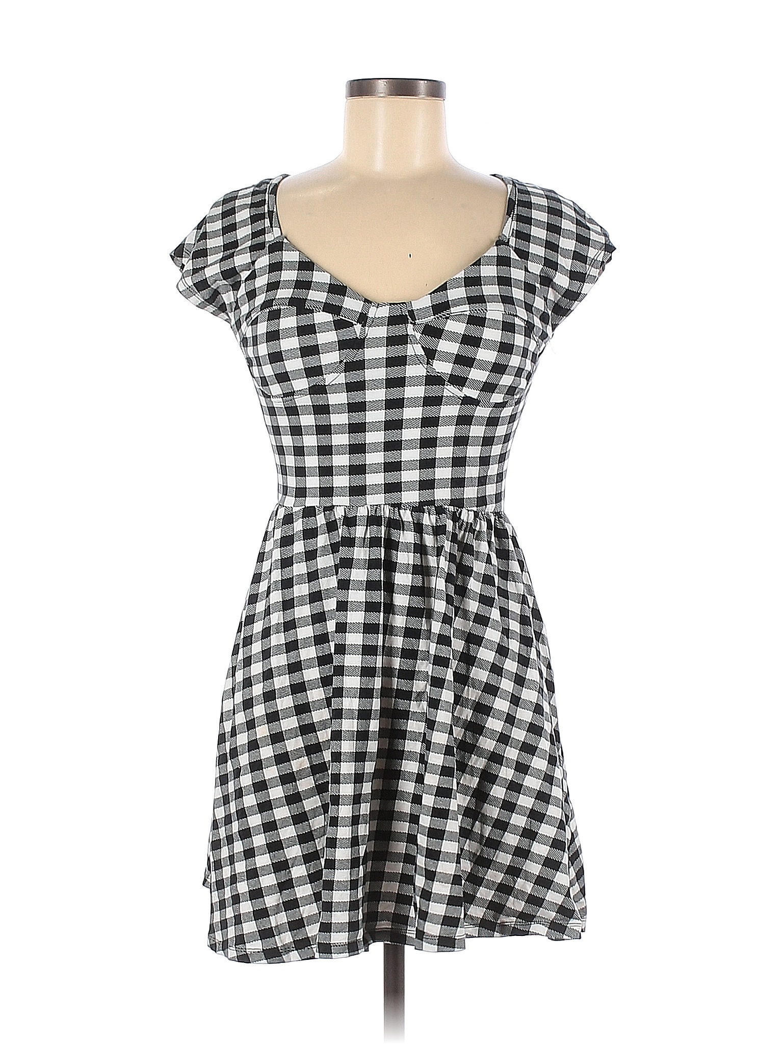 Charlotte Russe Checkered-gingham Multi Color Black Casual Dress Size M ...