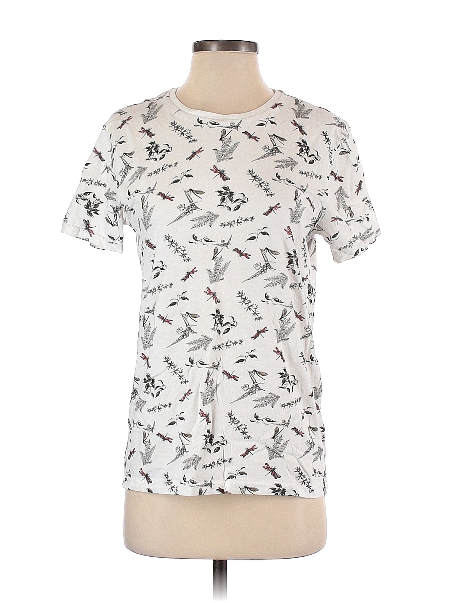 Koton Damen Baumwoll-T-Shirt Mit Print – Kurzärmlig, Off-white, Größe XS