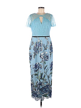MARCHESA notte Blue Artwork Sequin Dress (view 1)