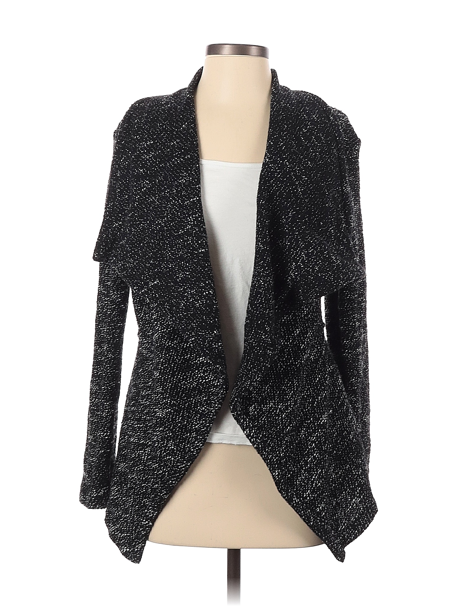 BNCI by Blanc Noir Color Block Marled Black Cardigan Size S 87