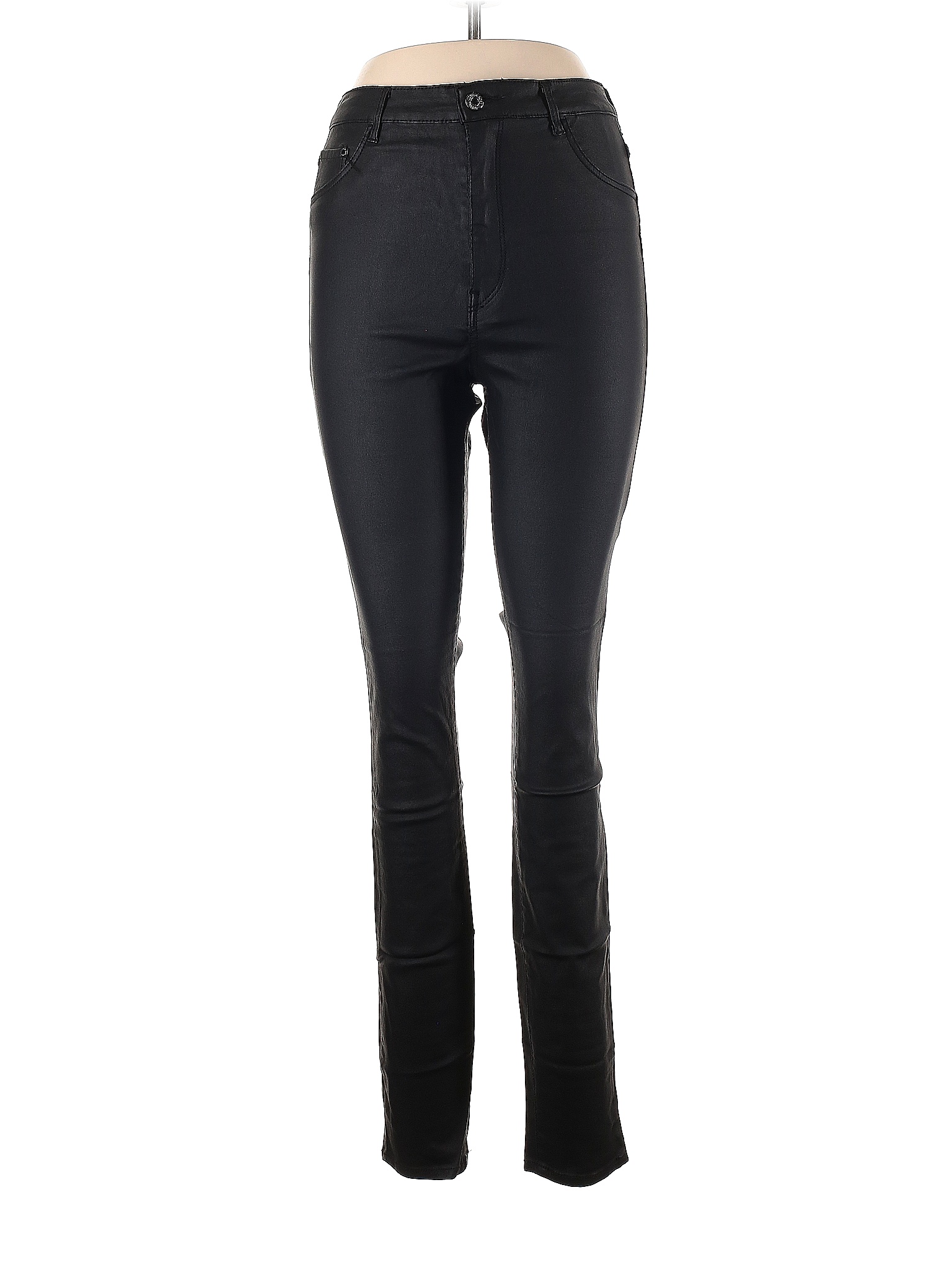 H&M Solid Black Faux Leather Pants 30 Waist 62 off thredUP