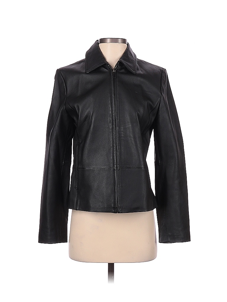 ColeBrook 100% Leather Solid Black Leather Jacket Size S - 63% off ...