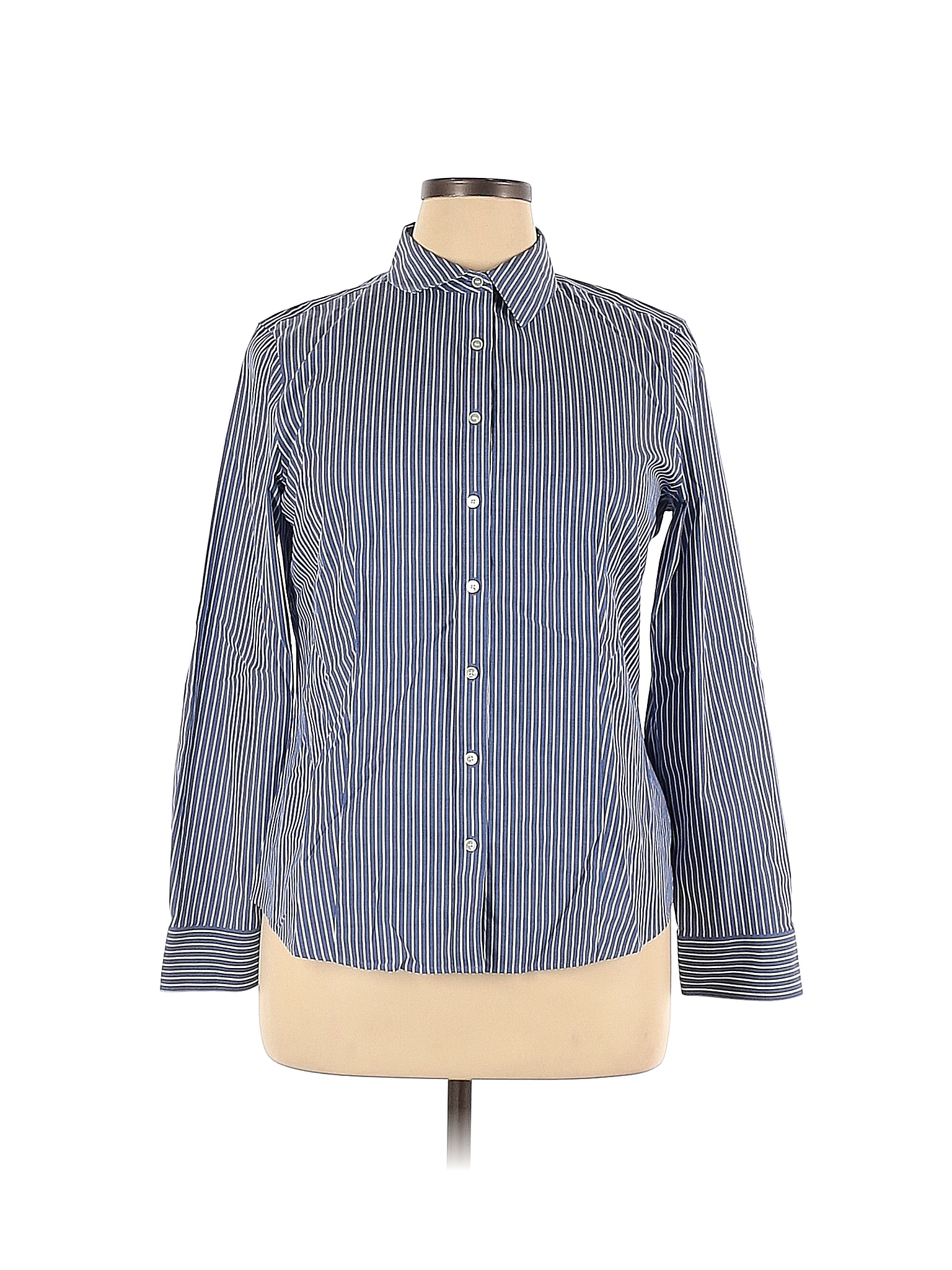 Talbots Stripes Blue Long Sleeve Button-Down Shirt Size 14 - 79% off ...