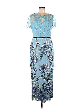 MARCHESA notte Blue Artwork Sequin Dress (view 1)