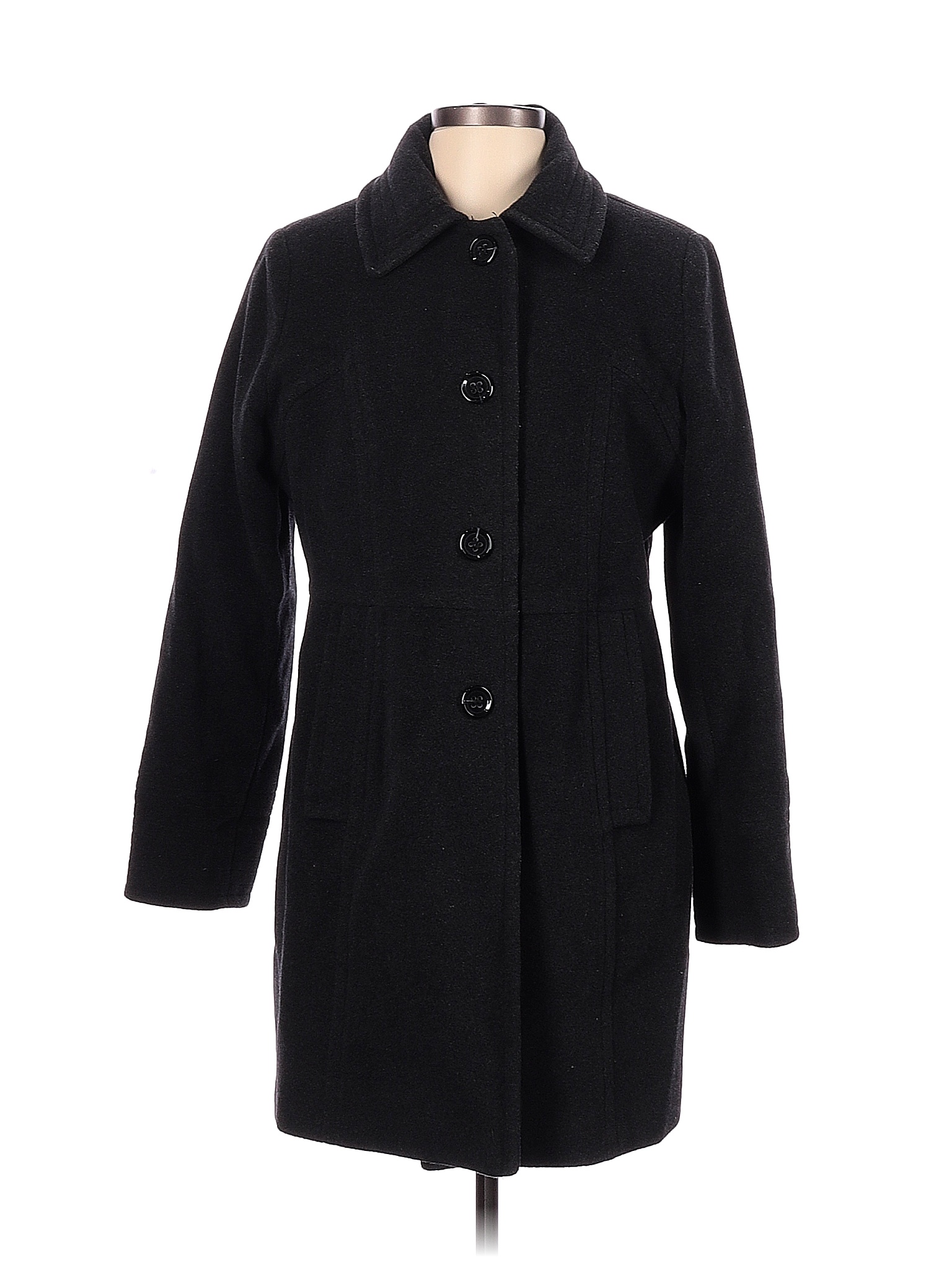 London Fog Solid Black Gray Wool Coat Size L - 69% off | thredUP