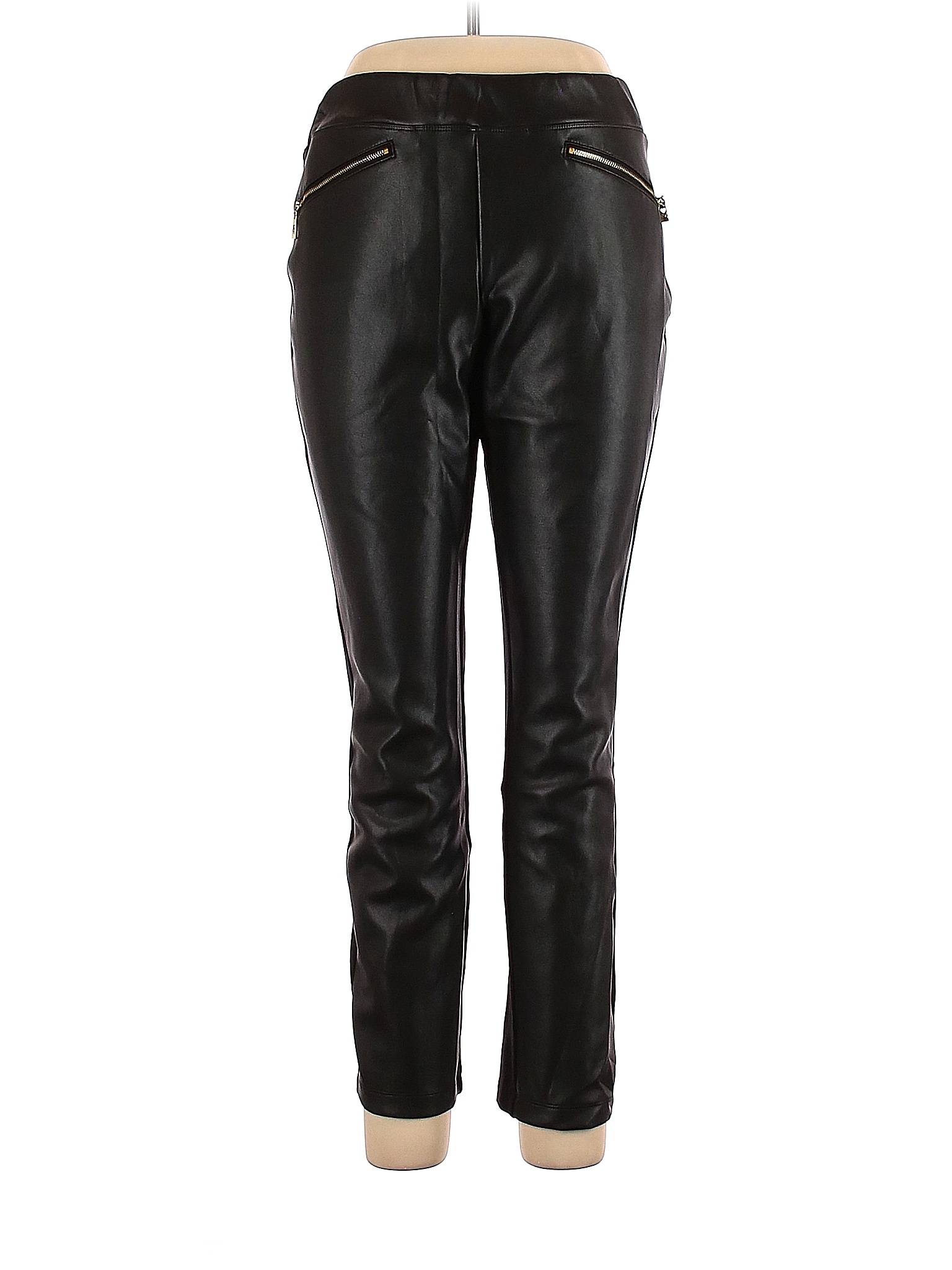 Belle By Kim Gravel Solid Black Faux Leather Pants Size 14 - 72% off ...