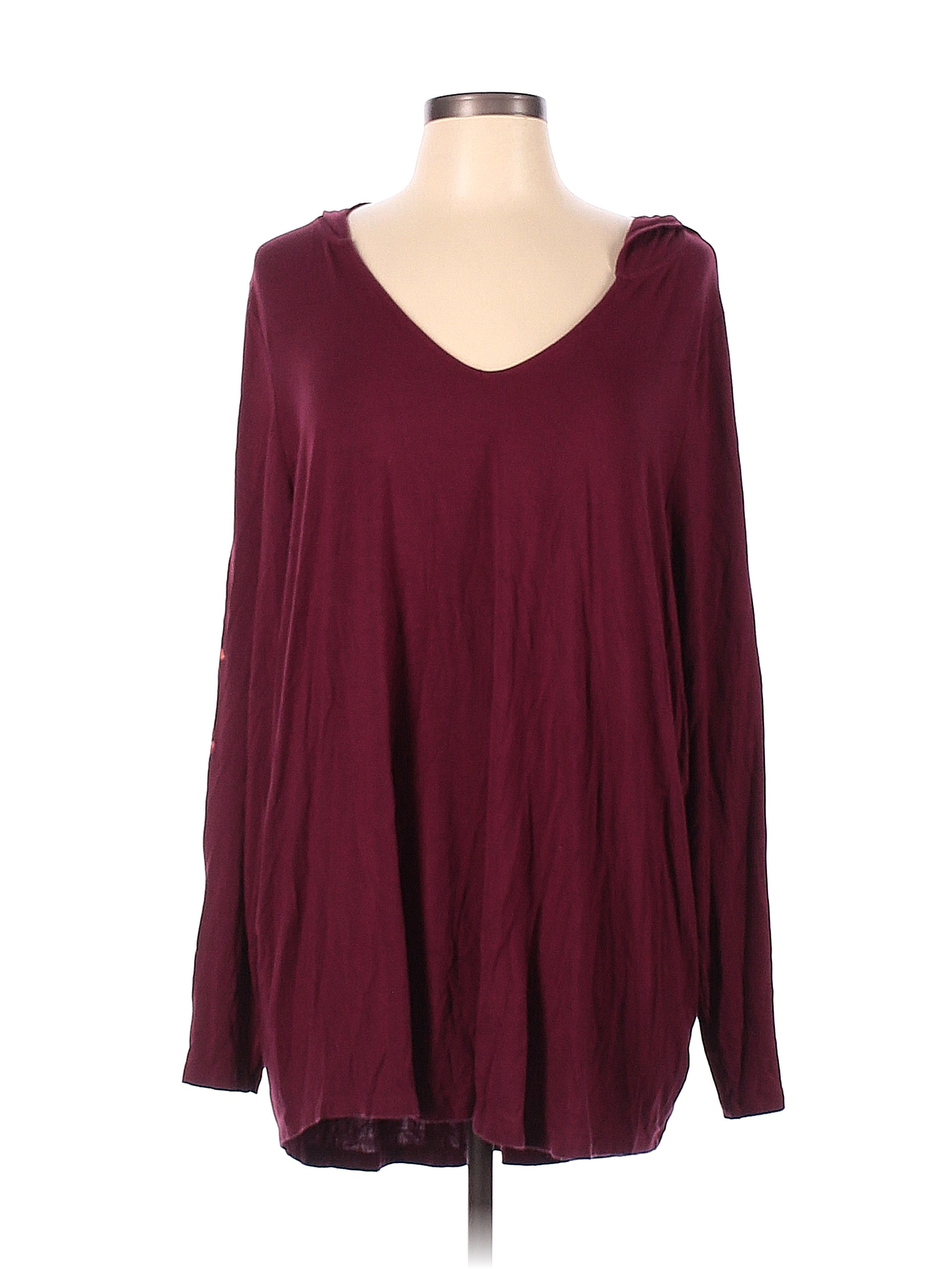 Torrid Solid Colored Burgundy Long Sleeve Blouse Size 3X Plus (3) (Plus ...