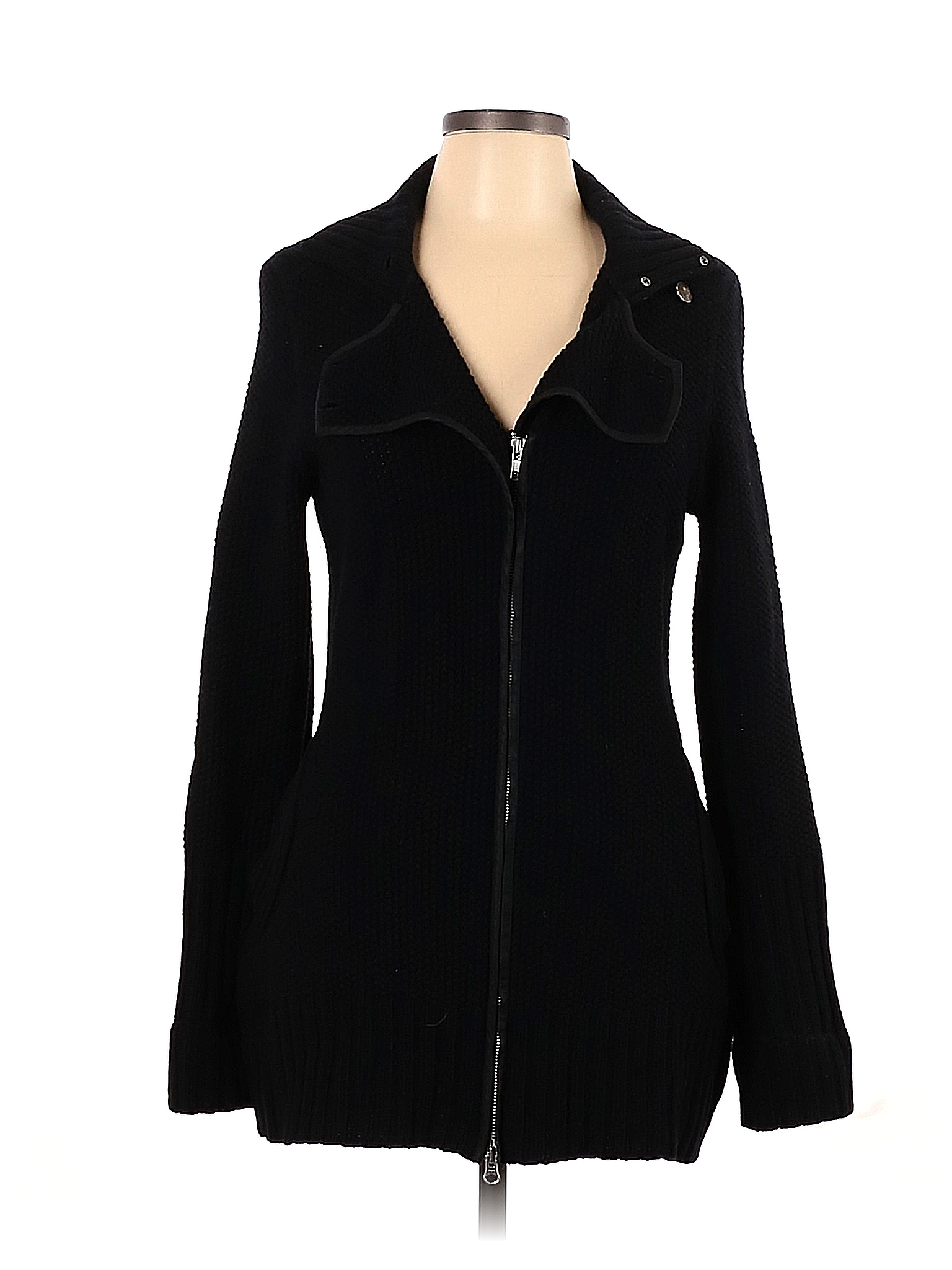 Armani Exchange 100% Lambswool Solid Black Wool Cardigan Size L - 76% ...