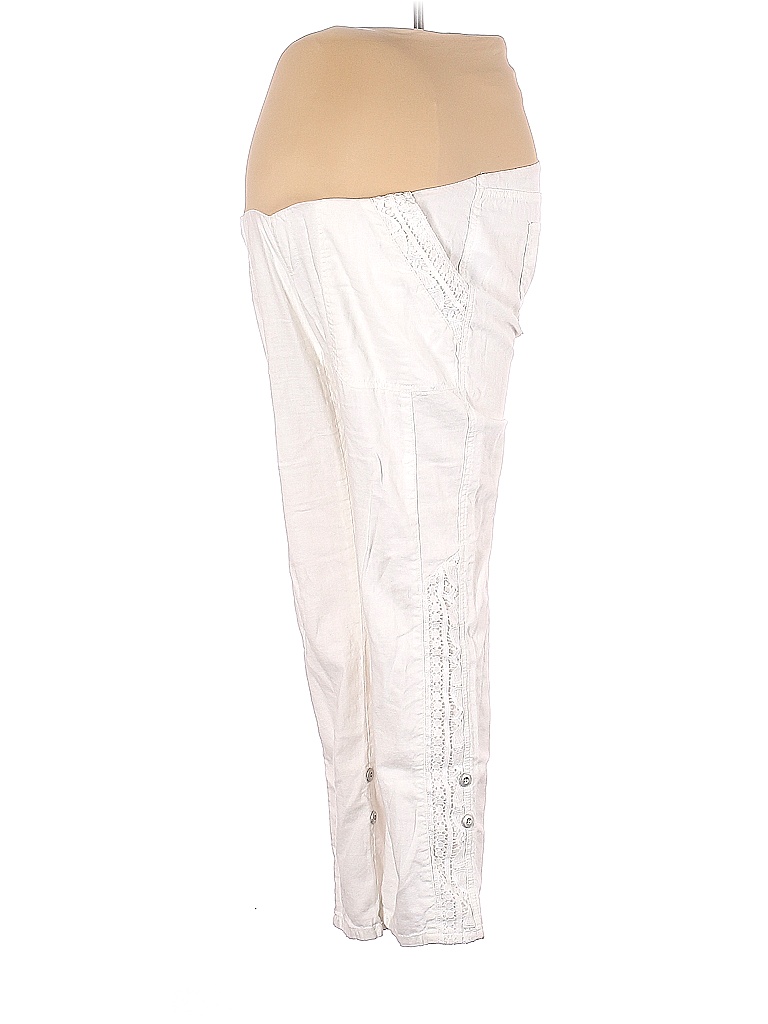 Motherhood Solid White Linen Pants Size S (Maternity) - photo 1