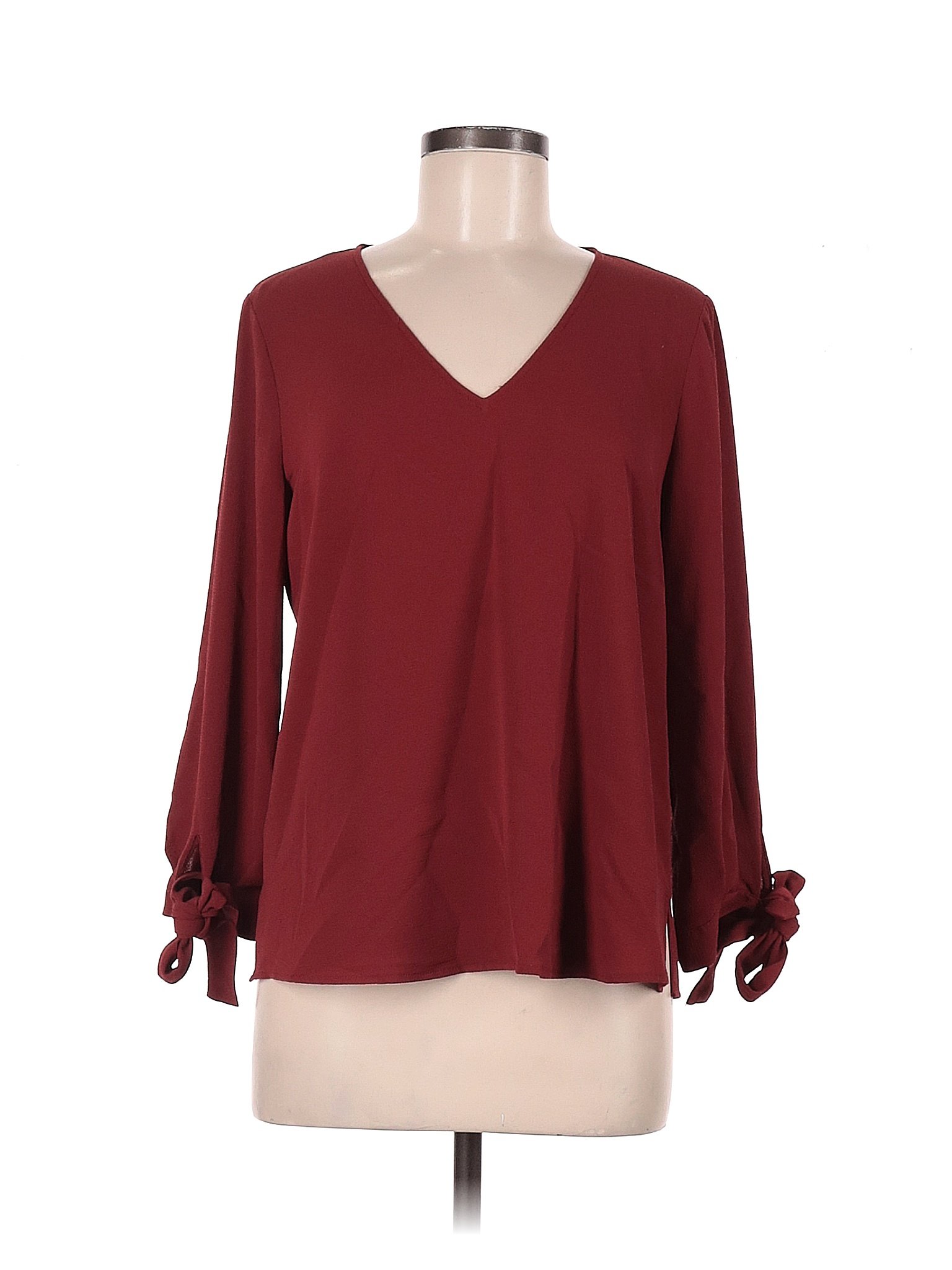 Cece Colored Burgundy Long Sleeve Blouse Size S 83 Off Thredup