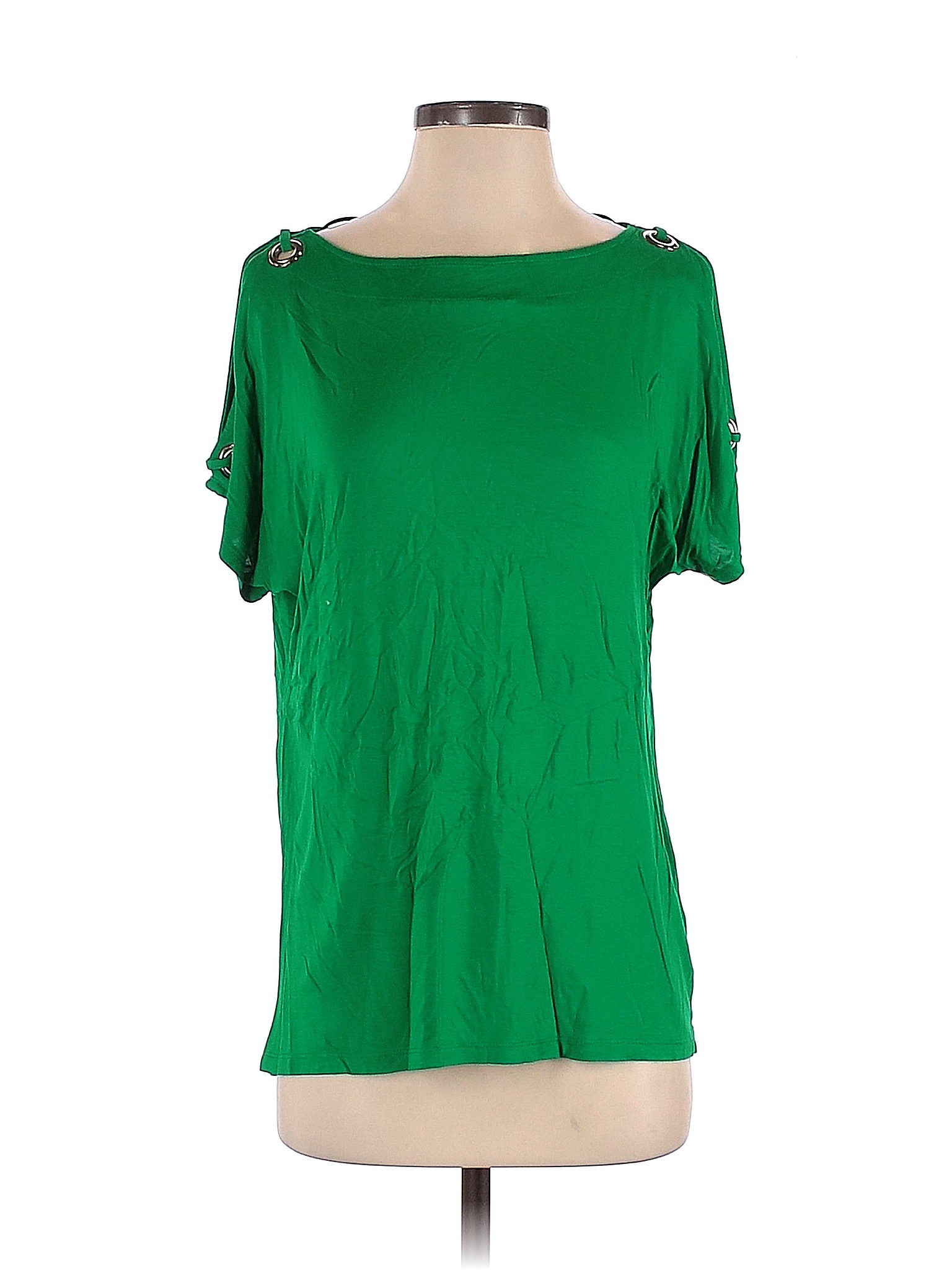 Cable & Gauge Solid Colored Green Short Sleeve Top Size S 42 off