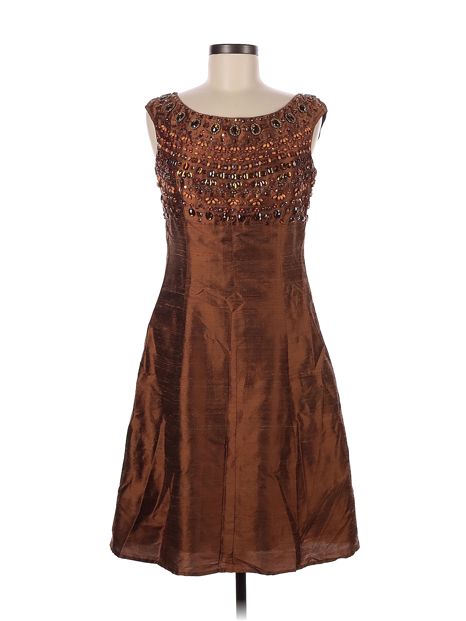Lafayette 148 New York 100 Silk Solid Colored Brown Cocktail Dress