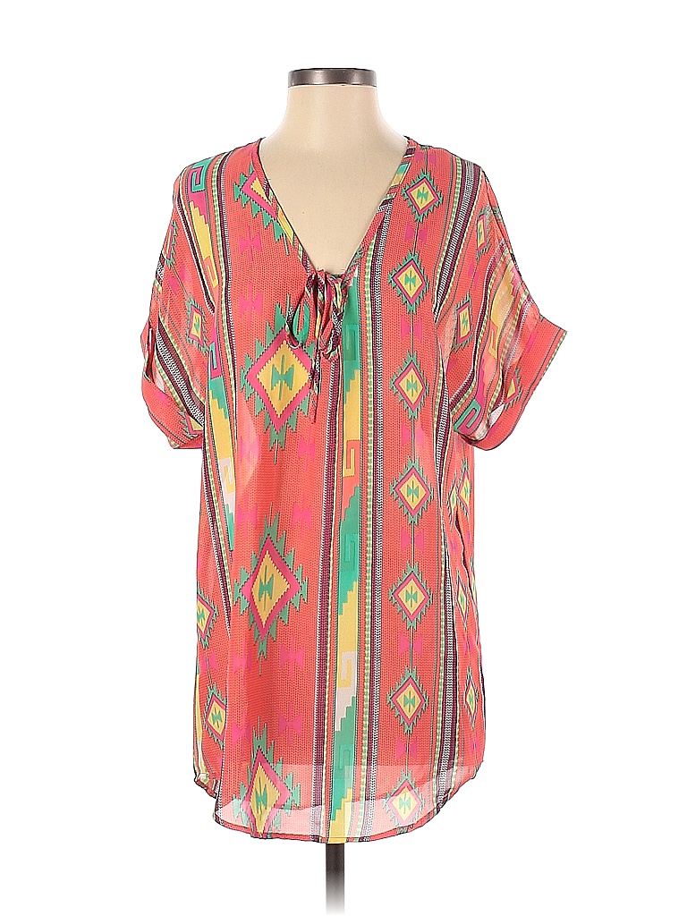 Emmelee 100% Polyester Pink Short Sleeve Blouse Size S - photo 1