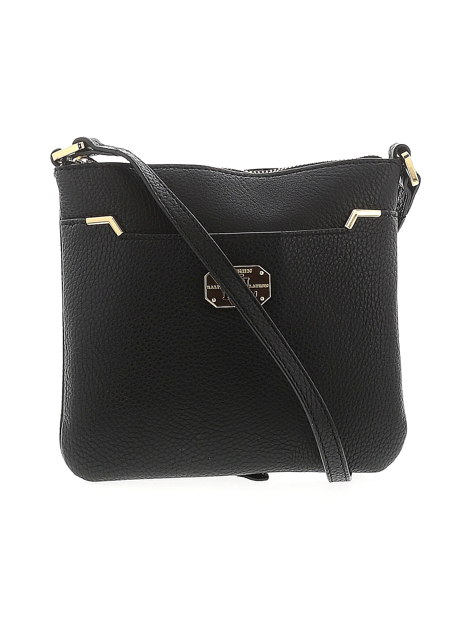 Lauren By Ralph Lauren 100 Polyurethane Solid Black Crossbody Bag One lauren-by-ralph-lauren-100-polyurethane-solid-black-crossbody-bag-one