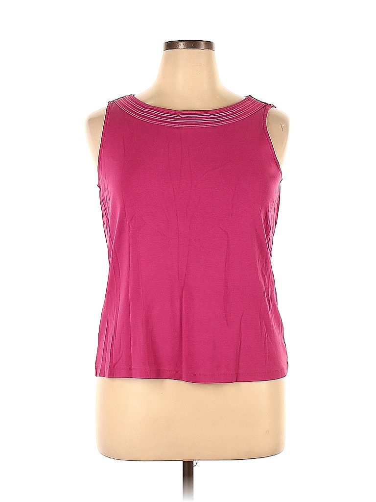 Christopher & Banks 100% Cotton Solid Pink Tank Top Size XL (Petite ...