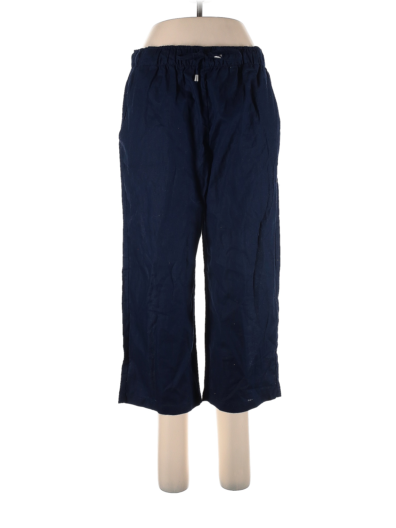 Basic Editions Solid Navy Blue Linen Pants Size L - 56% off | thredUP