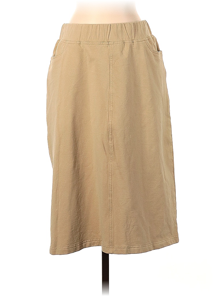 Denim & Co Solid Colored Tan Denim Skirt Size S 45 off thredUP
