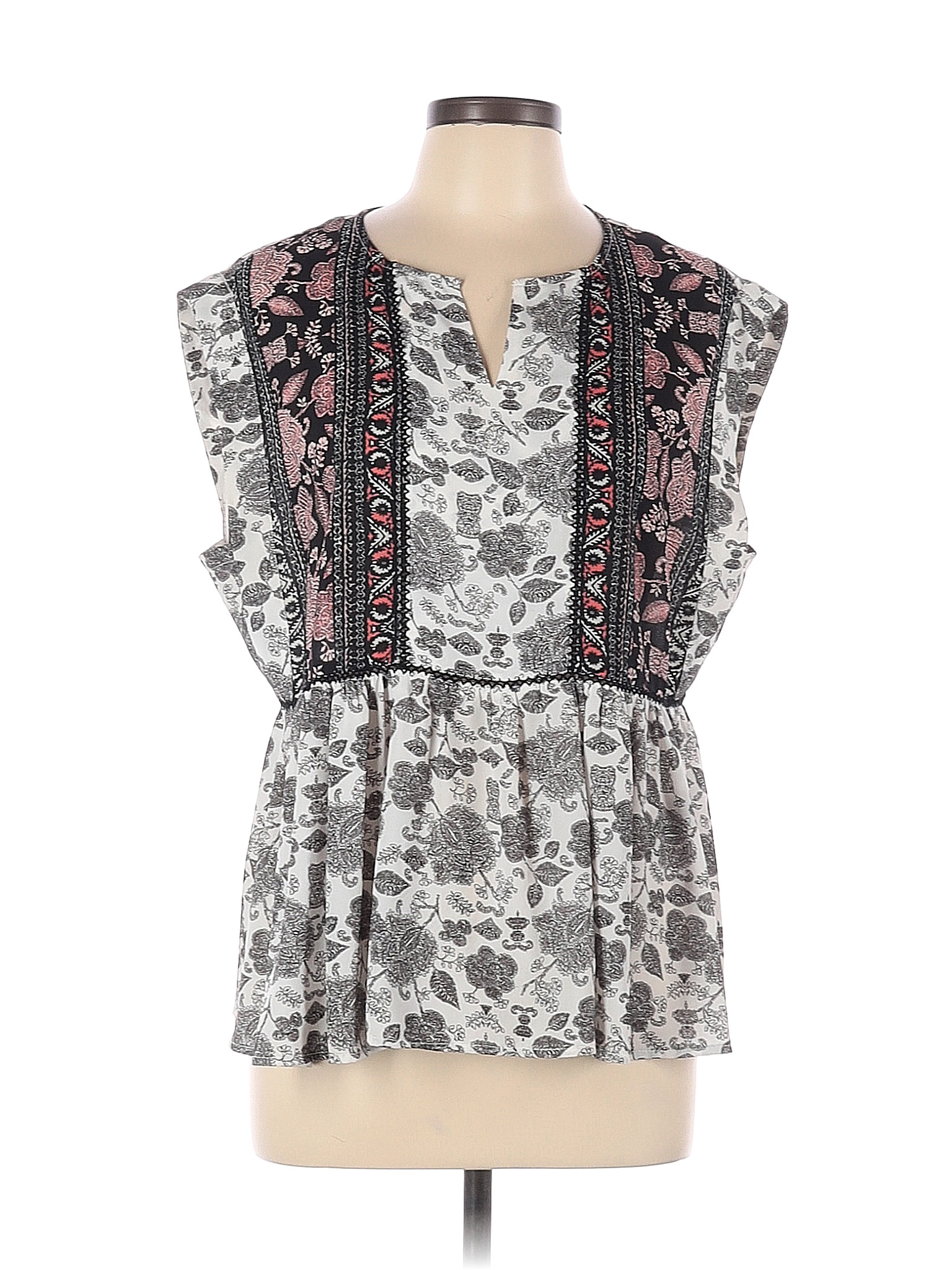 Blouse Femme Ivanka Trump – Taille L – Prune à Motifs Paisley – Manches 3/4 – Occasion Parfait état