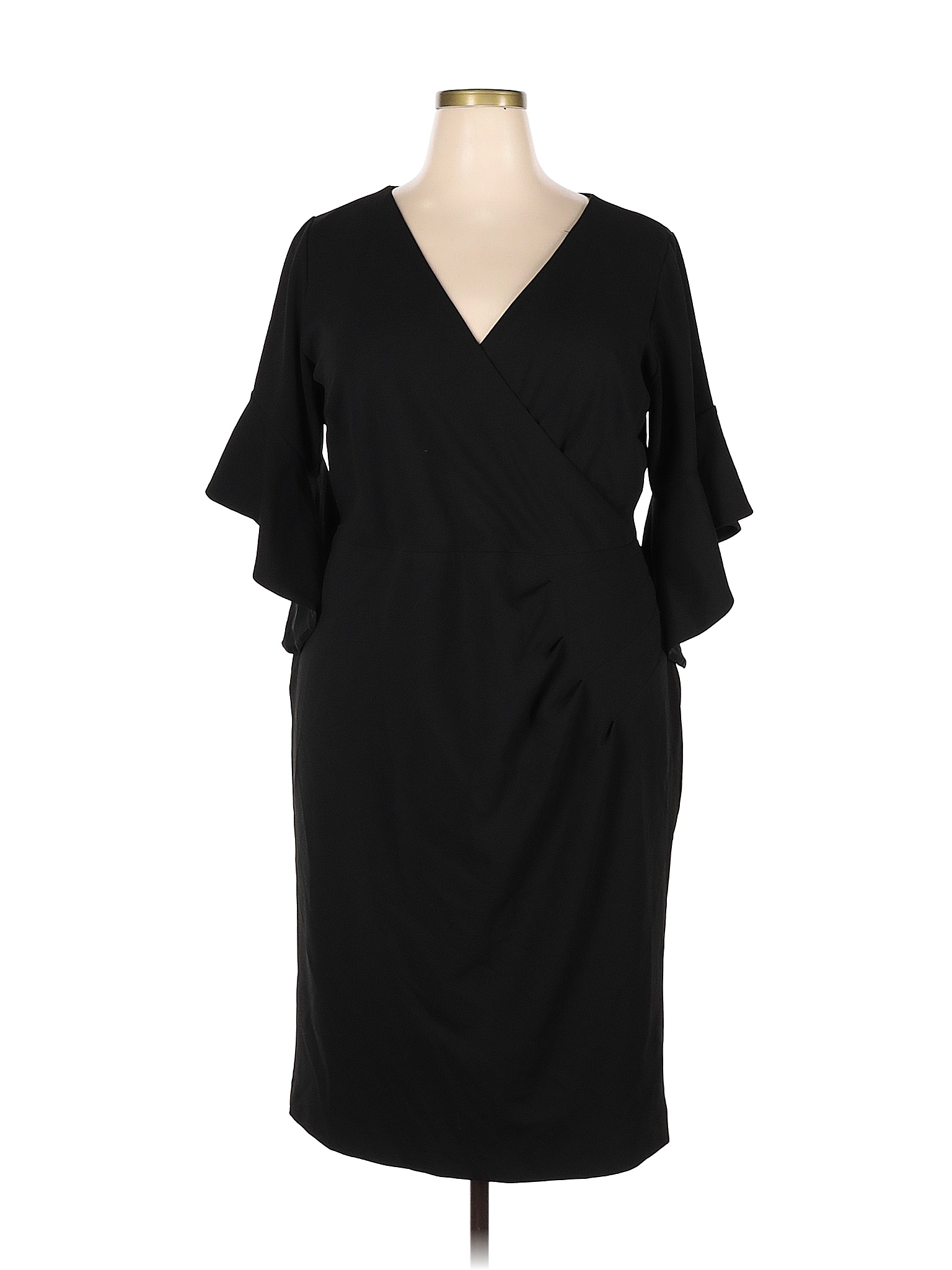 RACHEL Rachel Roy Solid Black Casual Dress Size 18 (Plus) 62 off