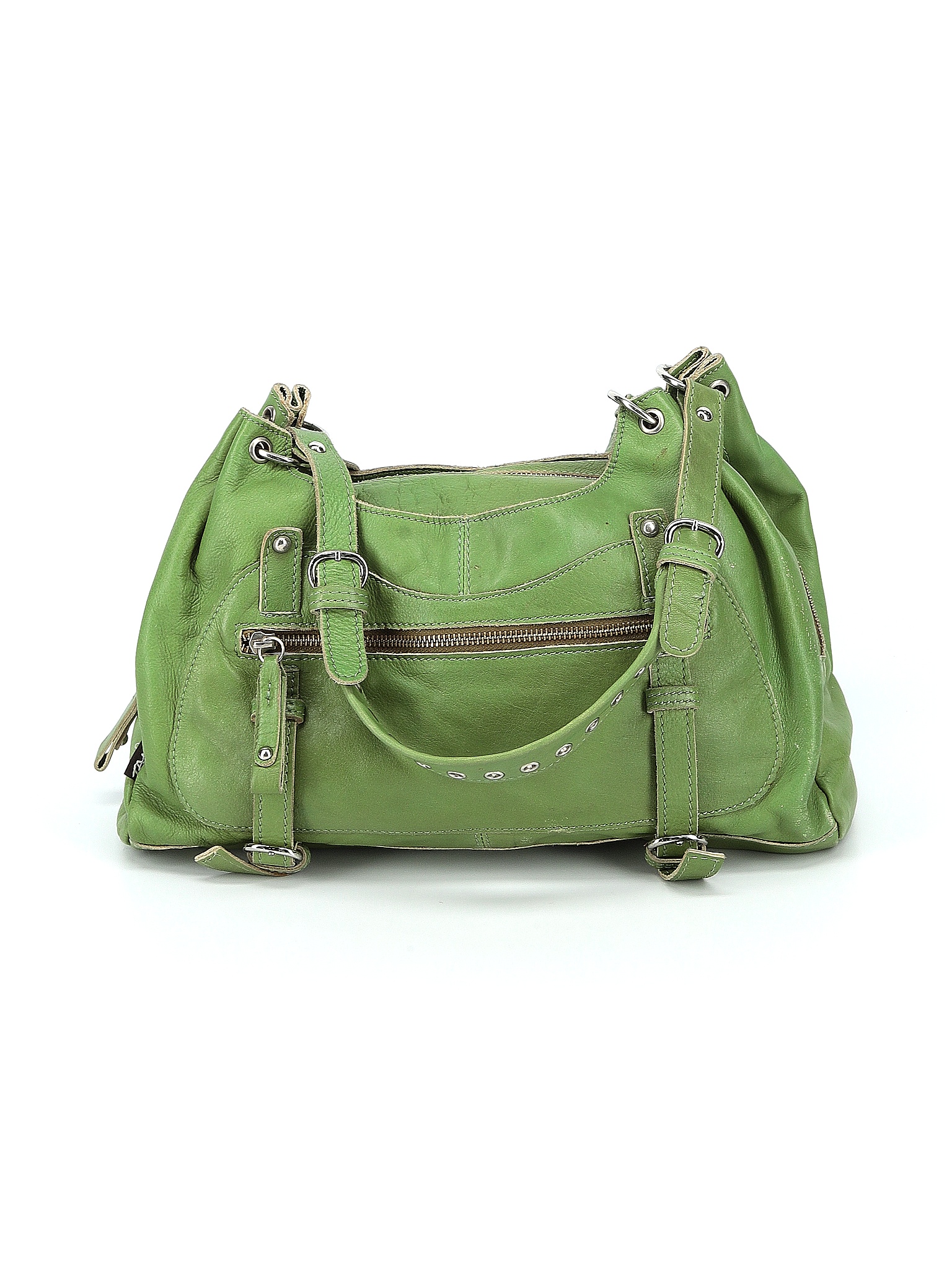 TANO 100 Leather Solid Colored Green Leather Shoulder Bag One Size